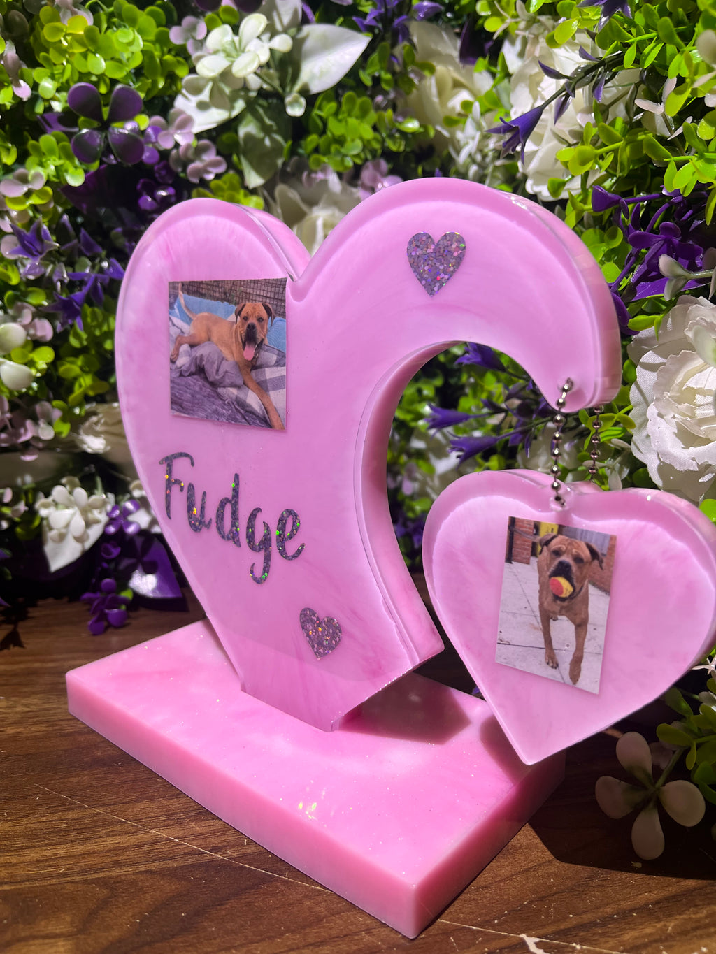 Personalised Double Heart Photo Block