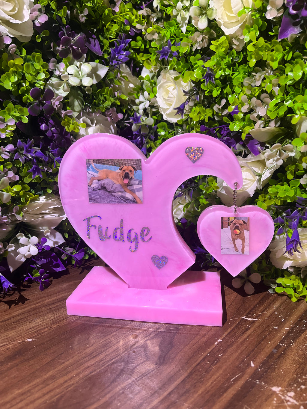 Personalised Double Heart Photo Block